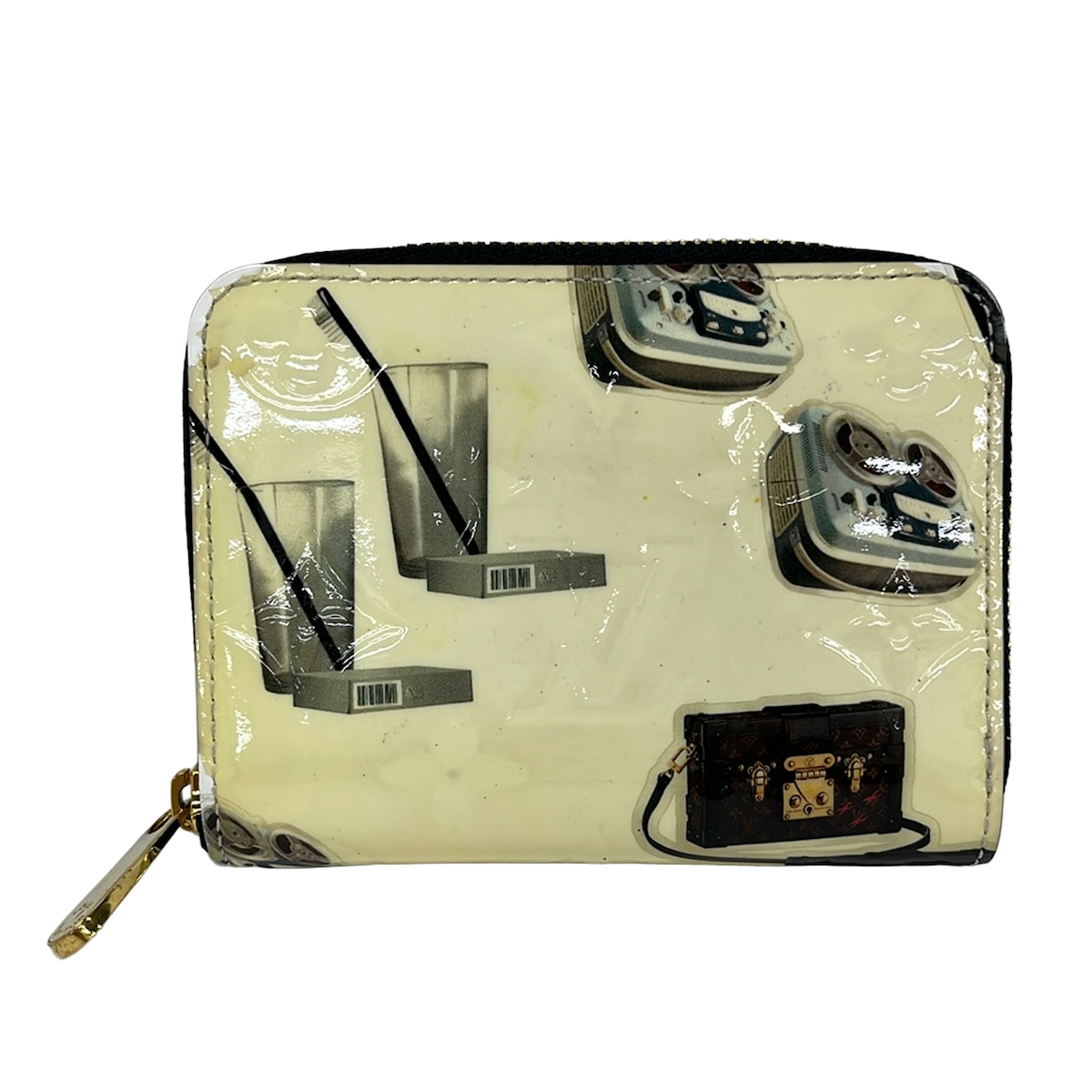Louis Vuitton Zippy Coin Purse Sticker Animation Coin Case M50372 White Black